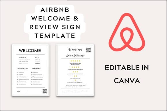 Airbnb Welcome Review Sign Template