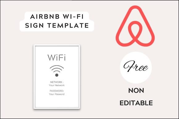 Airbnb Wifi Sign Template Graphics Freebies