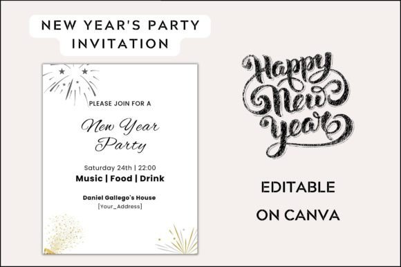 New Year Cake Cutting Invitation Graphics