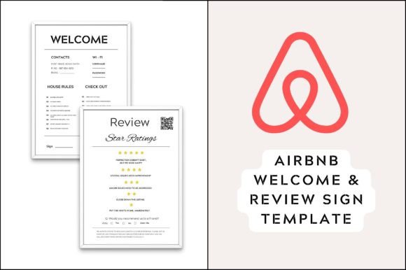 Printable Airbnb Welcome Review Sign Graphics