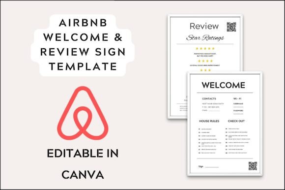 Welcome and Review Rating Sign Template